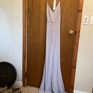 Lulus gray wedding guest dress